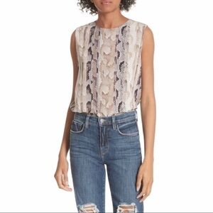 Equipment Femme Small‎ Viscose Sleeveless Snakeskin Top Layering Capsule Office